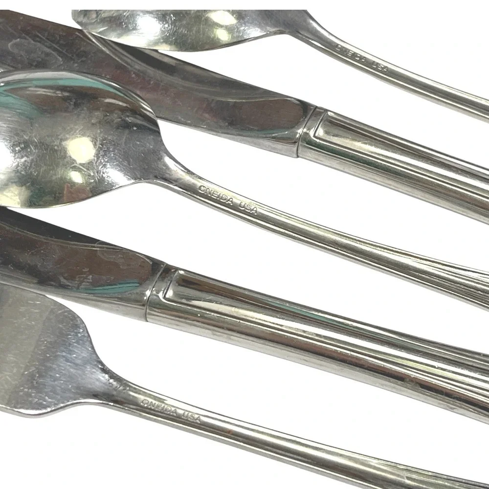 Oneida Silver Flatware Set 5pc Bancroft Stainless Steel MCM‎ Traditional